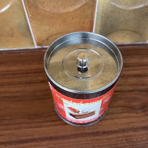 Sandalwood & Rose Soy Wax Candles Rustic Tin Metal Container Set of 2 - Picture 5 of 9